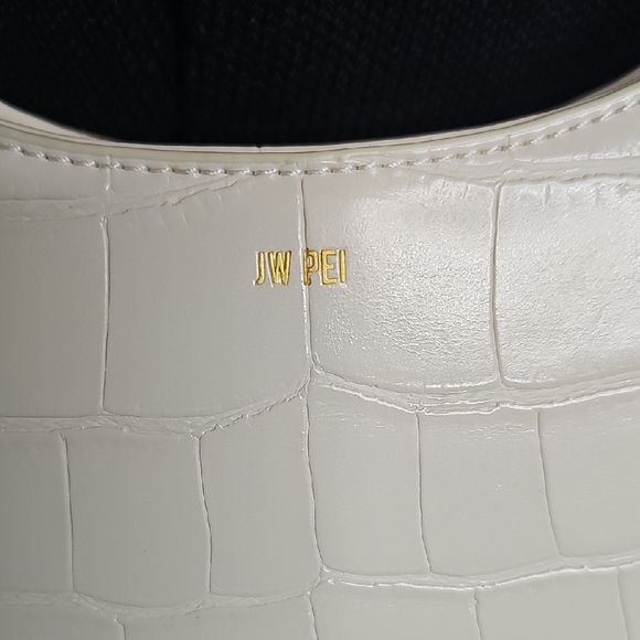 JW PEI Croc Embossed White, Gold Hardware, Ruby Shoulder Bag Purse - Picture 7 of 12